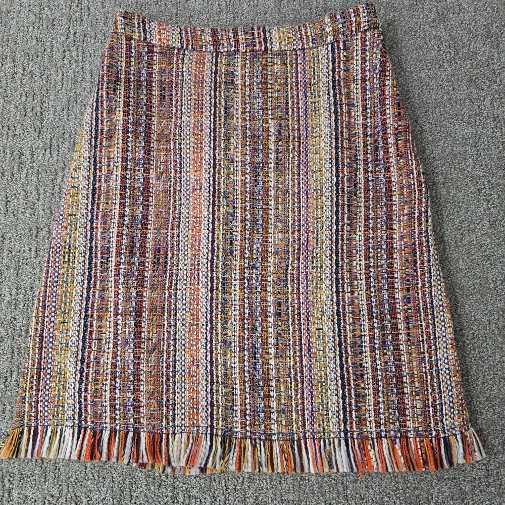 Maeve Anthropologie Tweed Fringe Mini Skirt Multicolor‎ Textured Sz 0